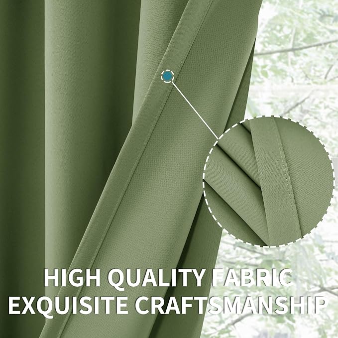 BGment Olive Green Short Blackout Curtains 36 Inch Length - Image 6