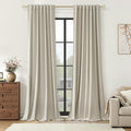 100% Blackout Linen Curtains for Bedroom 90 inches Long, Thermal Insulated Room by Guken