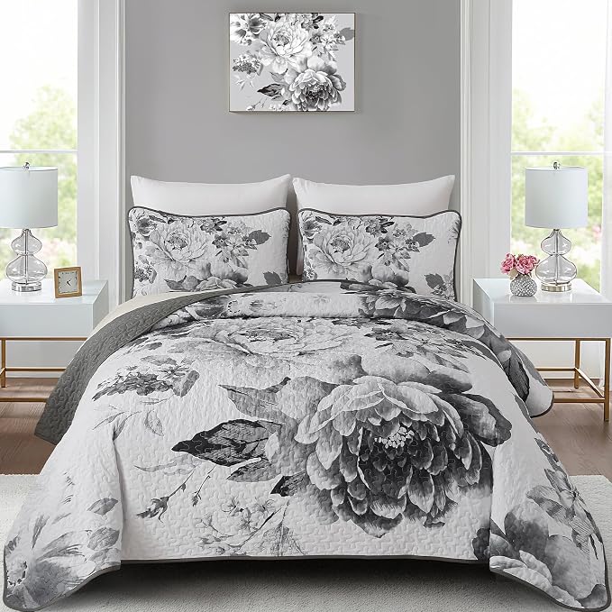 WONGS BEDDING Quilt Queen Size, Soft Microfiber Lightweight Farmhouse Bed Cover by WONGSBEDDING
