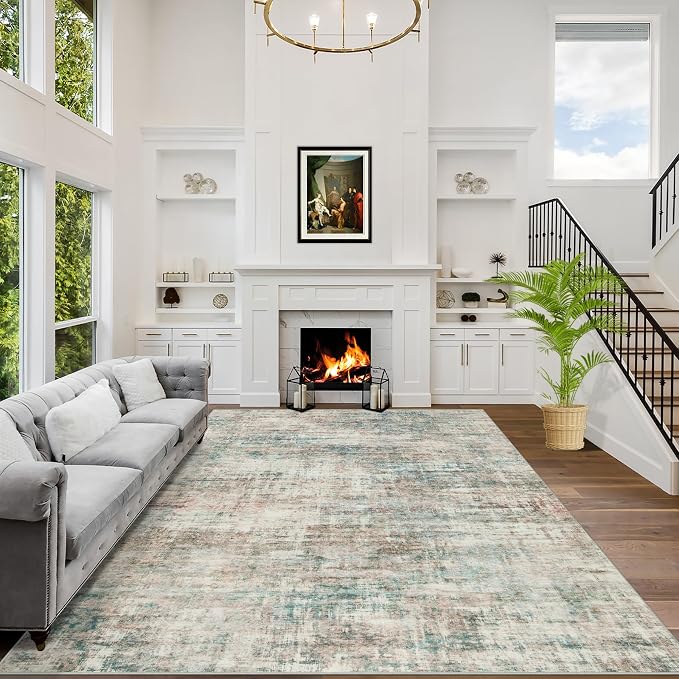 6x9 Area Rugs for Living Room: Washable Abstract Multi Color Badroom Carpet | by GENTDRIZZ