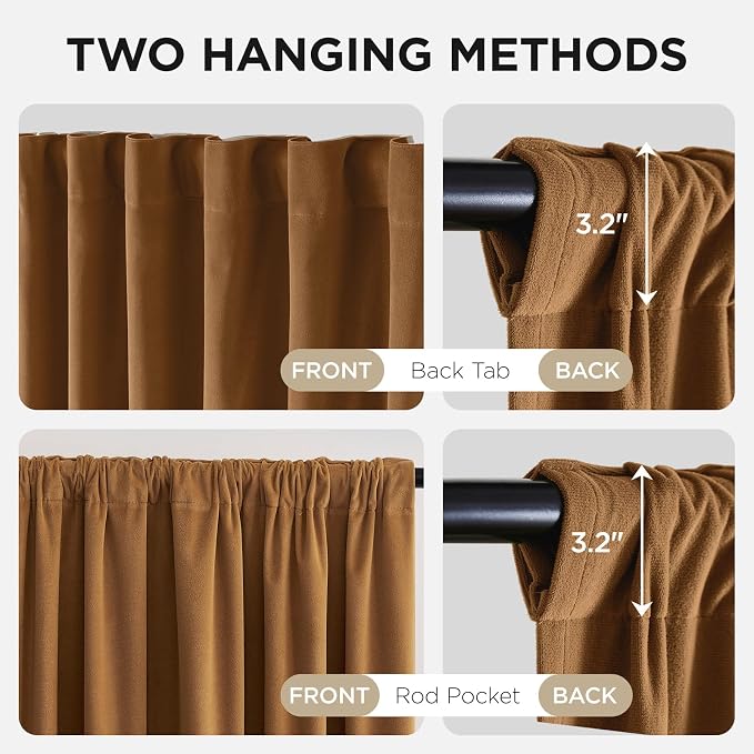 Joydeco 100% Blackout Curtains Velvet Black Out Curtain 120 Inch Drapes | - Image 3