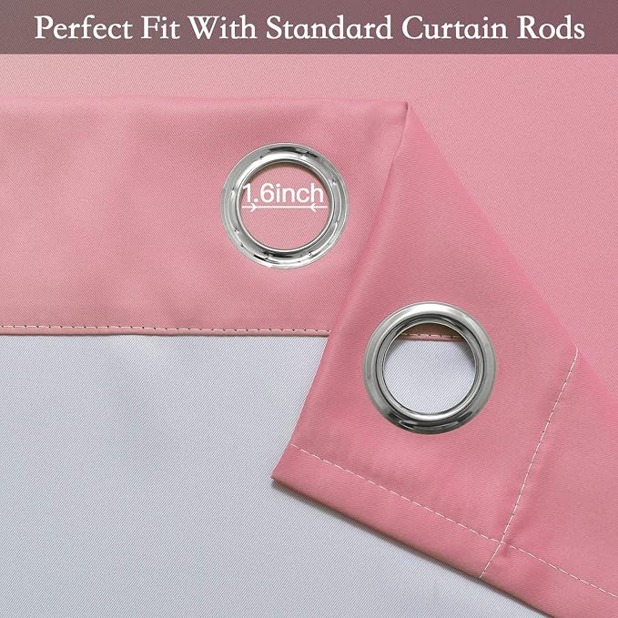 SimpleHome Ombre Pink to Grey White Curtains - Image 5
