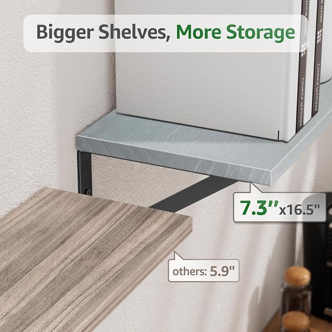 Wall Shelves 7.3" Deep Solid Paulownia Wood | 15mm Thick, Wider & Longer & - Image 6