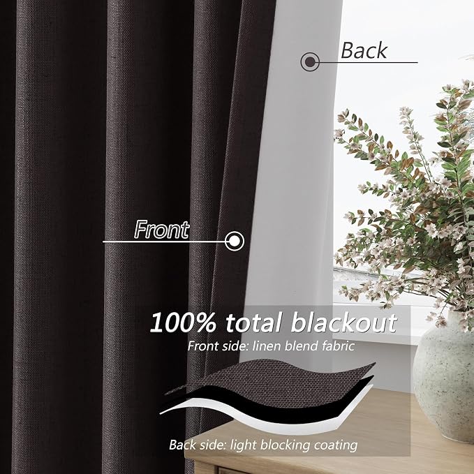 100% Blackout Curtains 90 Inch Length 2 Panels Set - Image 4
