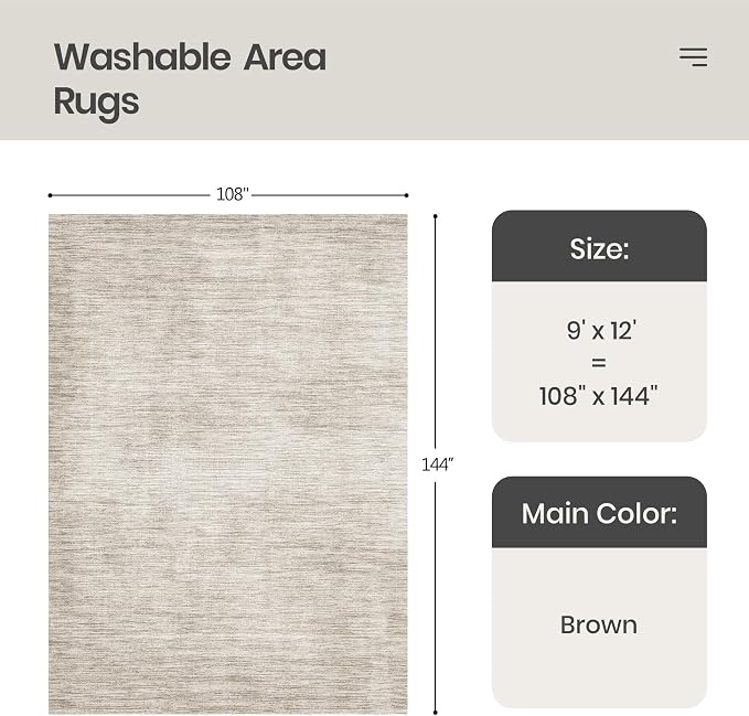 9x12 Area Rug Non Slip, Large Washable Rugs - Image 2