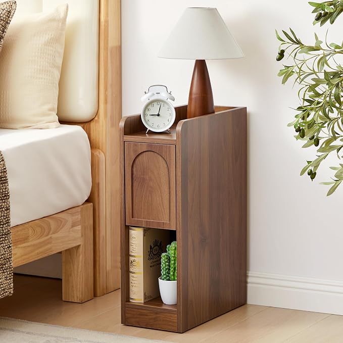 Narrow Nightstand, Slim Bedside Table by WelcometoFurnitureSalon