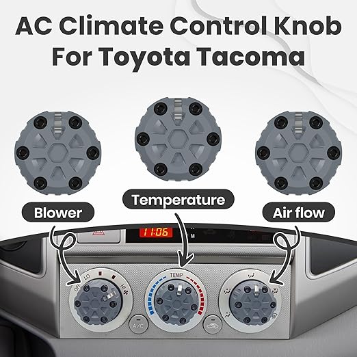 2nd Gen Tacoma Accessories AC Knob Upgrade - 2005,2006,2007,2008,2009,2010,2011,2012,2013,2014,2015 Tacoma Climate Control Dial Mods Set - 2nd Gen Tacoma Mods - for Toyota Interior Replacement Kit