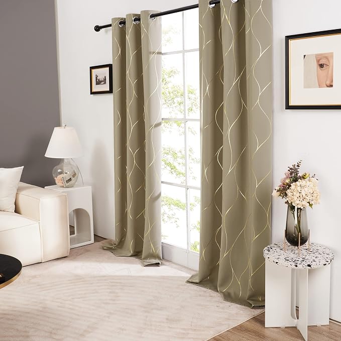 Deconovo Curtains for Living Room, Pattern Blackout Curtains 84 Inches Long | - Image 3