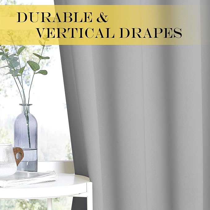 NICETOWN Blackout Silver Grey Curtains 90 inch Length - Image 5