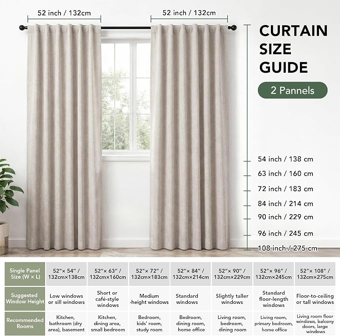 Deconovo Faux Linen 100% Blackout Curtains - Image 8