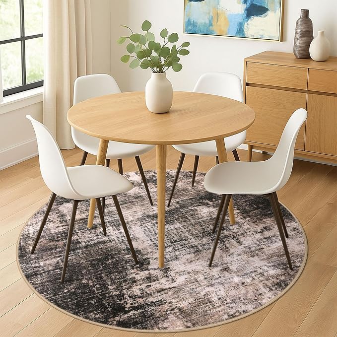 Abstract Round Area Rug 6 Ft Washable Circle Rugs Large Round Rug Non Slip Thin - Image 2