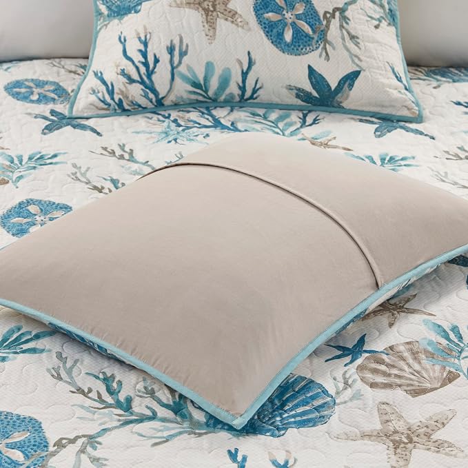 Madison Park Quilt Set Cottage Coastal Design, Starfish Print - Image 5