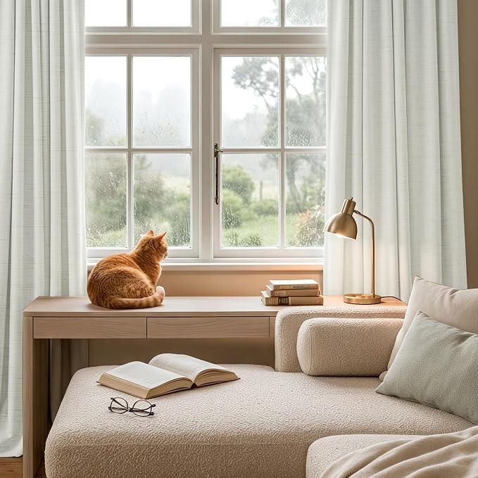 RYB HOME Ivory White 100% Blackout Curtains - Image 7