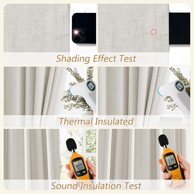 Boho 100 Inches Long 100% Blackout Curtains Room Darkening Large Window Linen - Image 5