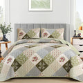 Dinjoy Patchwork Quilt Set King Size, Boho Bedding Set, Oliver Green | Soft by DINJOY