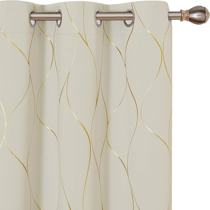 Deconovo Curtains for Living Room, Pattern Blackout Curtains 63 Inches Long | by Unknown