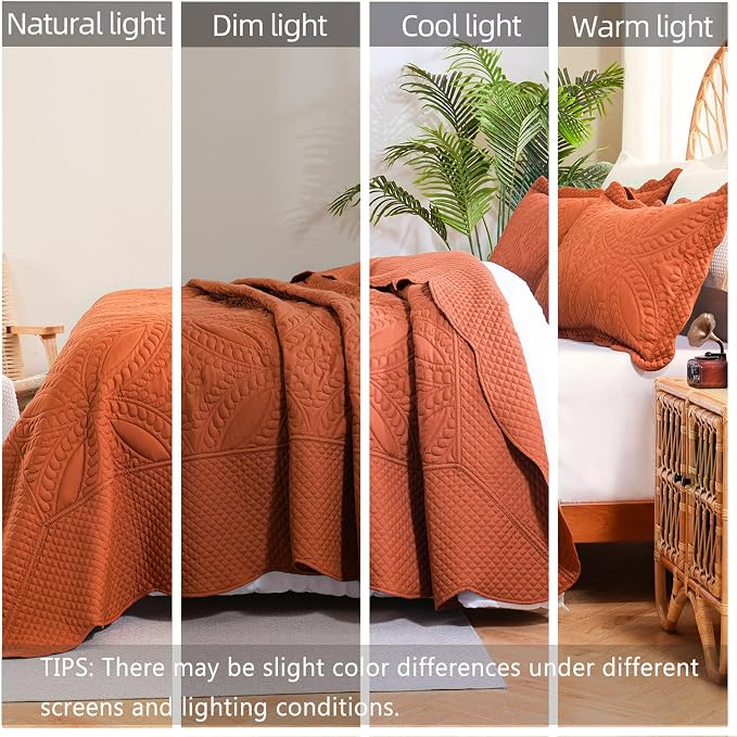 Cmfshape Oversize King Size Bedspread 120"x120", 3 Piece California King Quilt - Image 4
