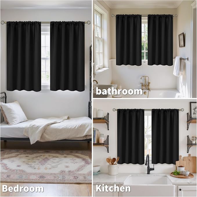 BGment Black Blackout Curtains 40 Inches Long - Image 3