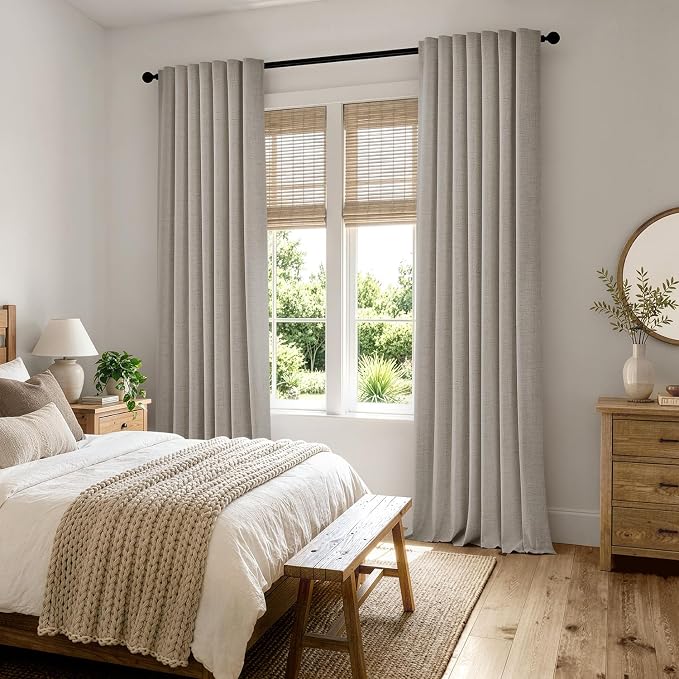 MIULEE 100% Blackout Linen Curtains 42 x 63 Inch Pebble Taupe 2 Panels | - Image 8