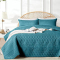 akkialla King/Cal King Quilt Set, Teal Lightweight Microfiber Bedspread Coverlet by akkialla