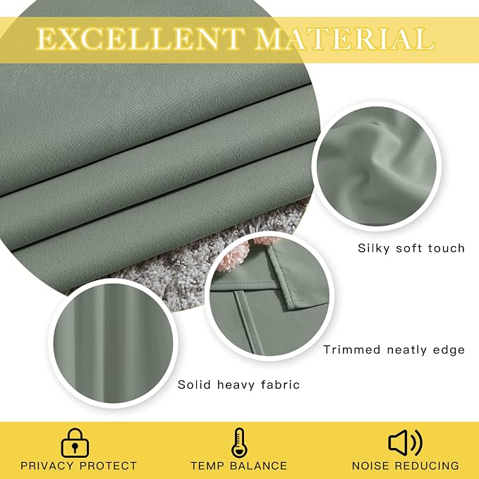NICETOWN Blackout Sage Green Curtain - Image 4