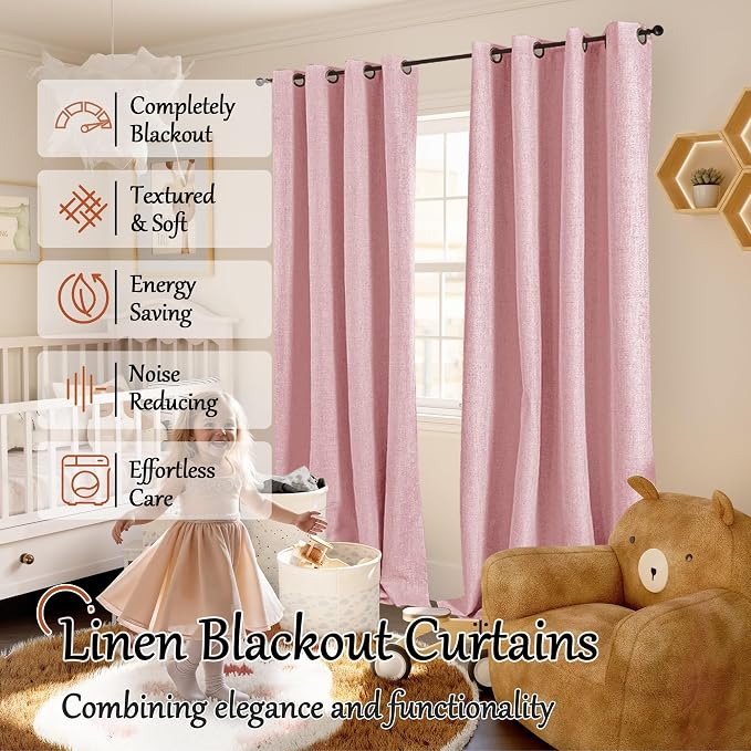 Linen Blackout Curtains for Kids Nursery - Image 2