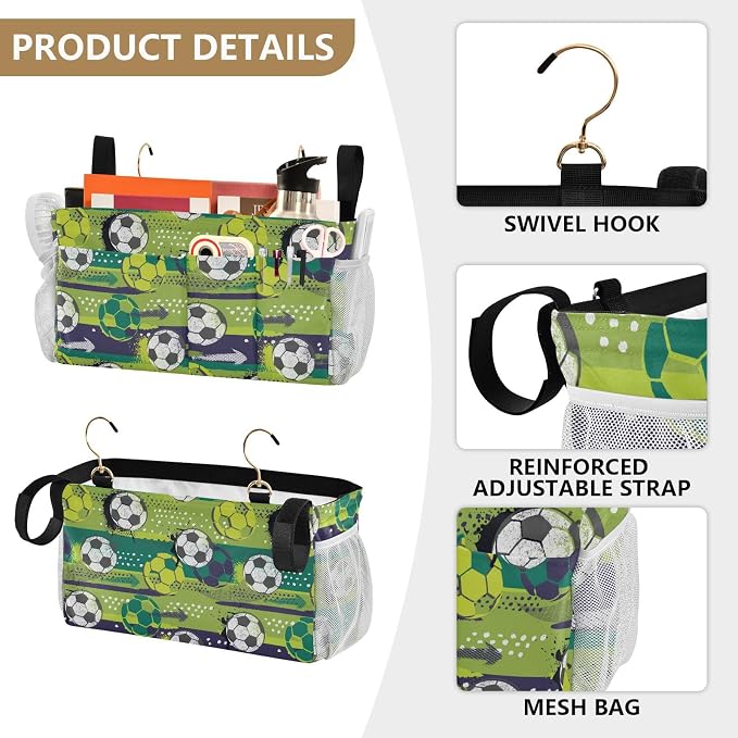 Ball Soccer tag8 Bedside Caddy Storage Bag Bedside Organizer - Image 5