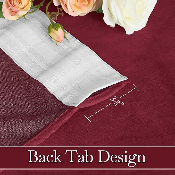 RYB HOME Burgundy Velvet Curtains 96 inches - Image 3