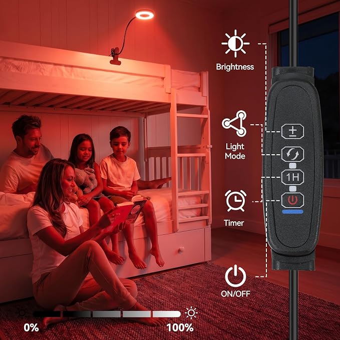 Clip On Reading Light for Bed, 670nm Red Light Lamp - Image 6