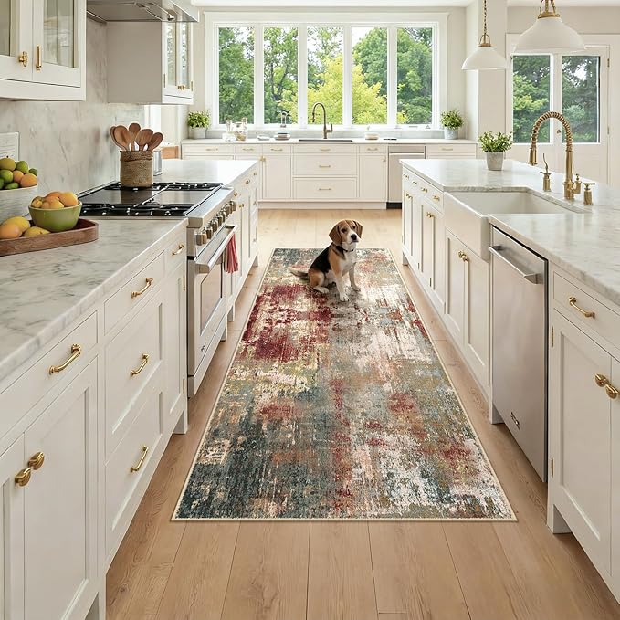 RELEANY Washable Runner 3'x7' Abstract Area Rug by RELEANY