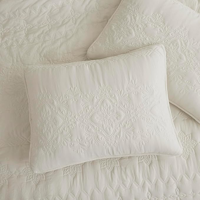 B2EVER Boho Light Beige Quilt California Cal King Size Bedding Set - Image 4