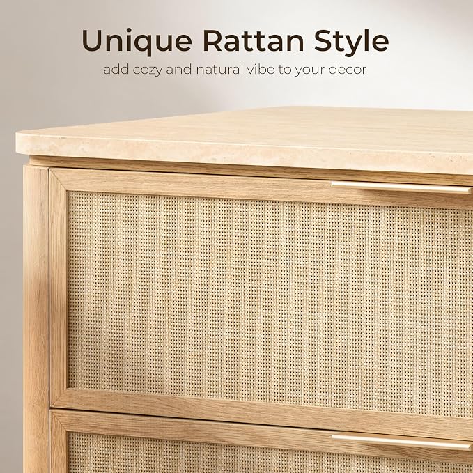 Night Stand, 30.71" W Rattan Nightstand - Image 3