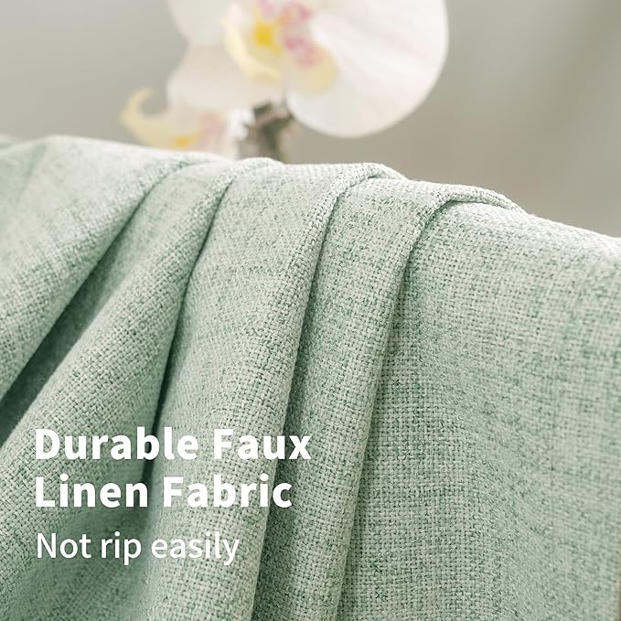 YoungsTex Sage Green Linen Blackout Curtains 63 Inch Length 2 Panels - Image 5