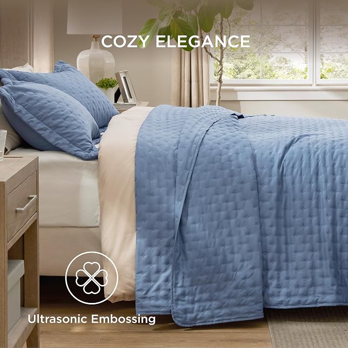 Bedsure Twin/Twin XL Quilt Bedspread, Lightweight Comforter, Mineral Blue | - Image 4