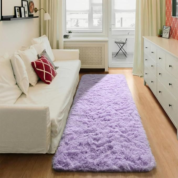 Light Purple Runner Rugs for Bedroom Living Room, Fluffy 2x6 Bedside Hallway - Image 5