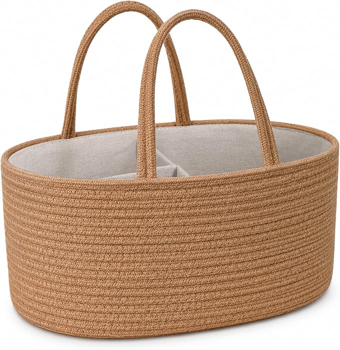 ABenkle Baby Diaper Caddy Organizer, Boho Jute Rope Nursery Storage Bin - Image 8