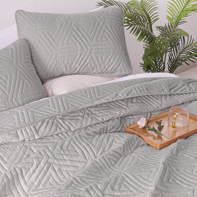 Whale Flotilla Soft Geometric Queen Quilt Set - Image 4