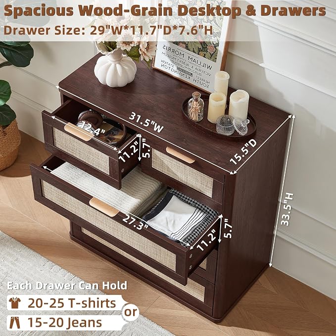 LEYAOYAO Dresser for Bedroom Set of 2, 33.5" Tall Chest of Drawers, Modern 5 - Image 2