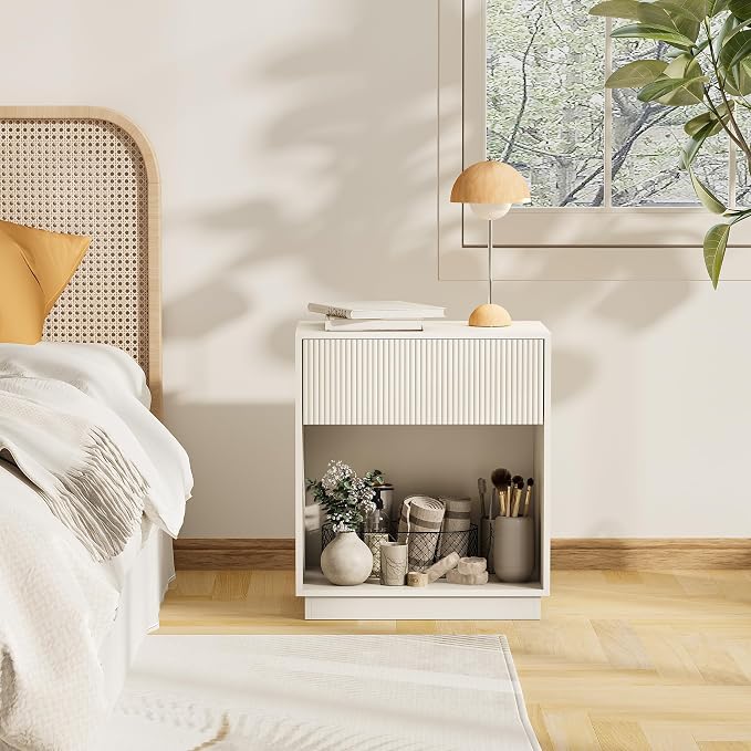 Fluted Nightstands Set of 2, Modern Bedside Table - Image 7