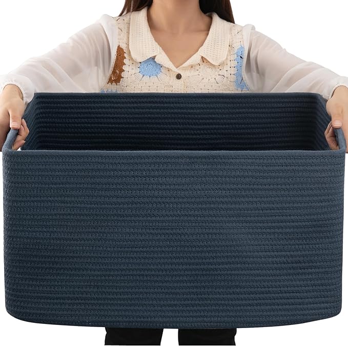OIAHOMY 75L Large Blanket Basket, Woven Storage Basket by MasterofSpaceOptimization