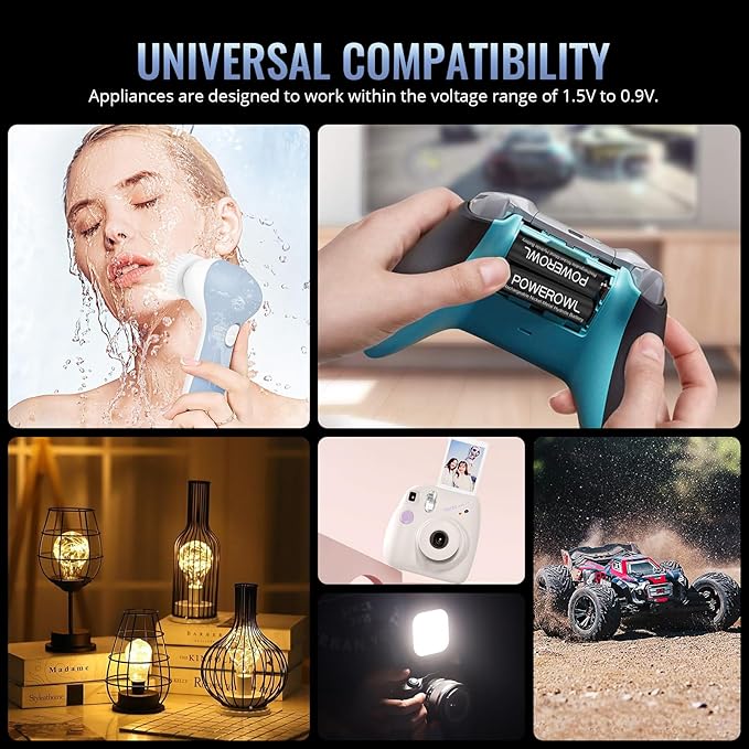 POWEROWL AA Batteries Rechargeable Kit, High Capacity 2800mAh 1200 Cycles 1.2V NiMH Double A Battery - 8 Count w/Charger