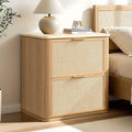 Night Stand, 23.11" W Rattan Nightstand by LogMith