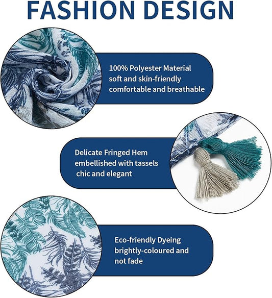 Scarf for Women Lightweight Soft Floral Leopard Printed Scarves Fall Winter Fashion Shawl Wrap with Fringe