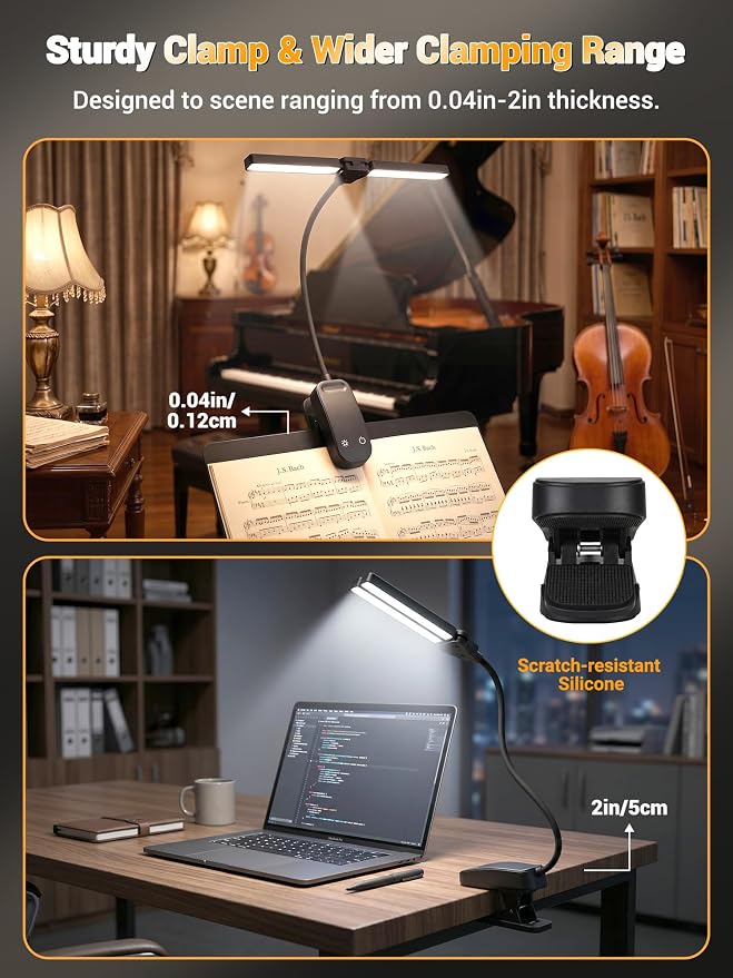 Clip on Light, 100 LEDs+10 Brightness+5 Colors Foldable Music Stand Light | - Image 7