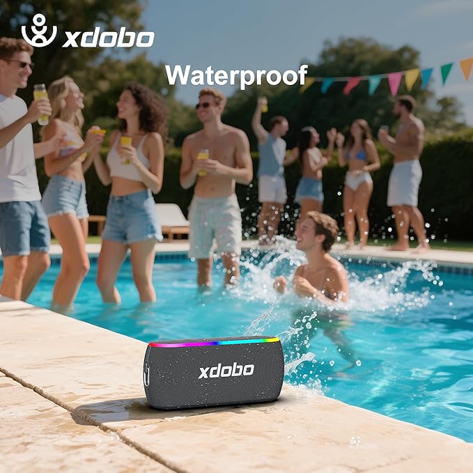 xdobo X8 III Portable Bluetooth Speaker Small Bluetooth Speaker Waterproof: IPX7 Computer Speakers Wireless with RGB Lights for Home/Outdoor/Party/Beach/Birthday Gift