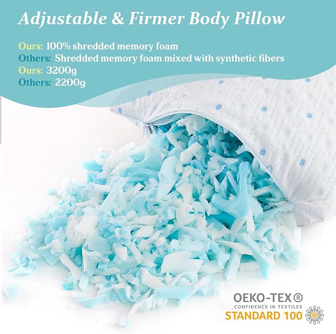 Dreamood Cooling Body Pillow Shredded Foam - Image 3