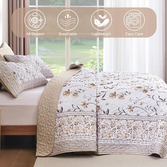 WONGS BEDDING Floral Quilt Set King - Image 5