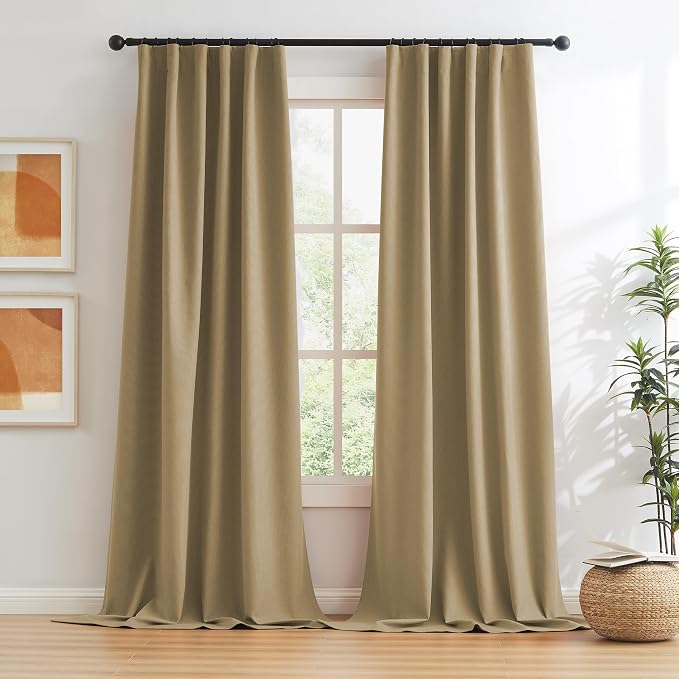 132 Inch Linen Blackout Curtains 11 ft/feet Long - Image 2