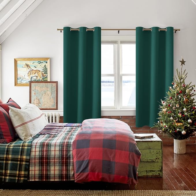 Blackout Curtains for Bedroom, Hunter Green, 42 x 72 Inch, 2 Panels | Noise - Image 6