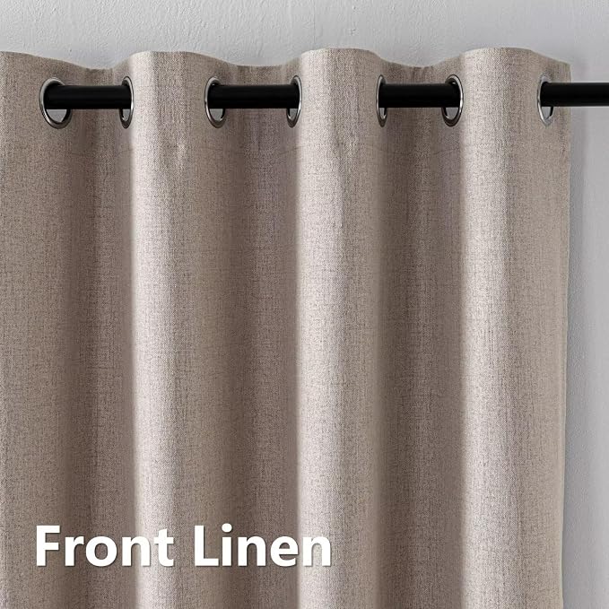 IGEMAEVE Blackout Curtains & Drapes Light Beige 100" W x 96" L | Bedroom | - Image 2